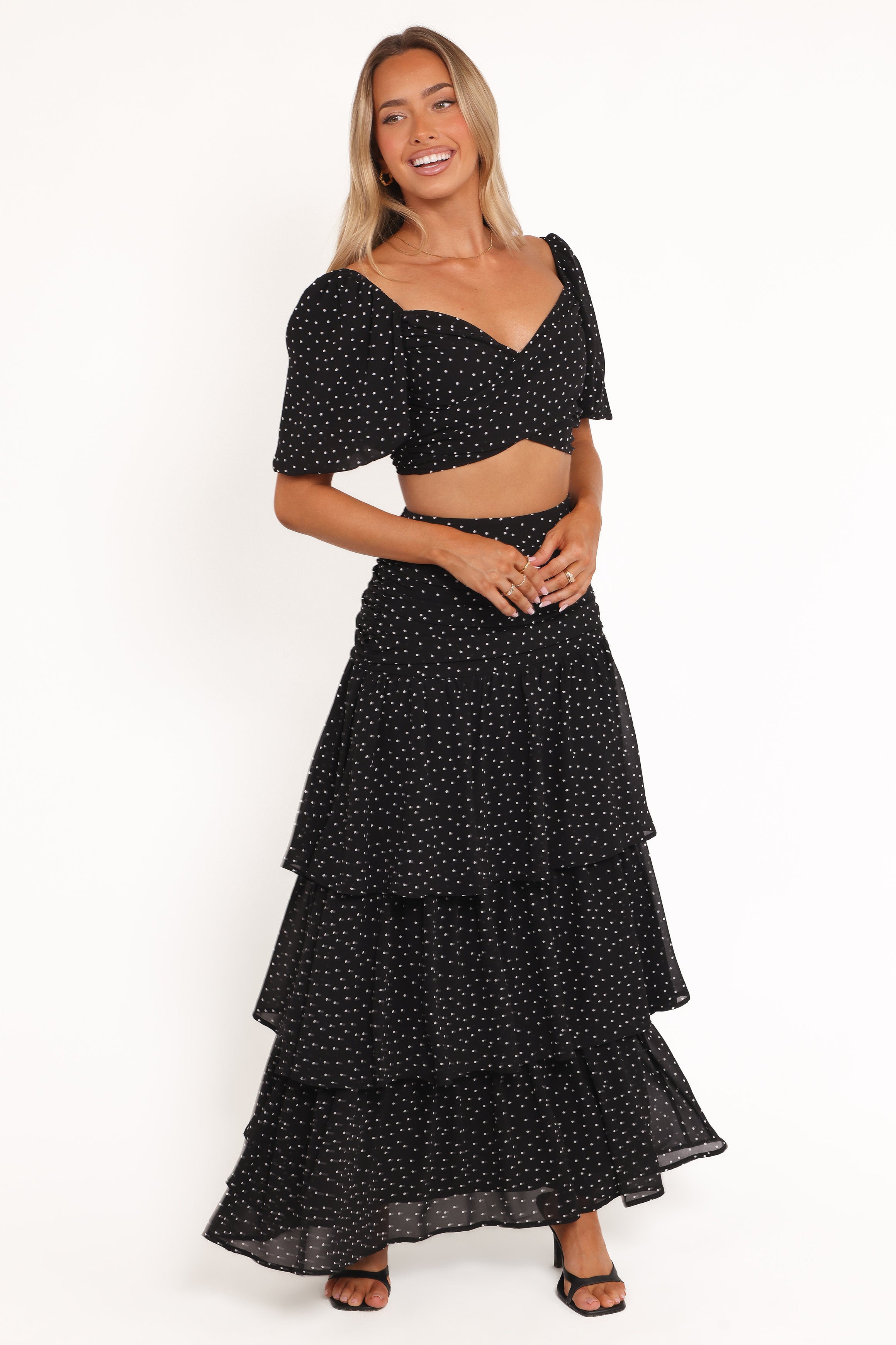 Selina Skirt Set - Black Polka Dot