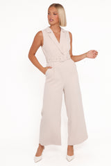 Sienna Belted Jumpsuit - Beige