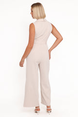 Sienna Belted Jumpsuit - Beige
