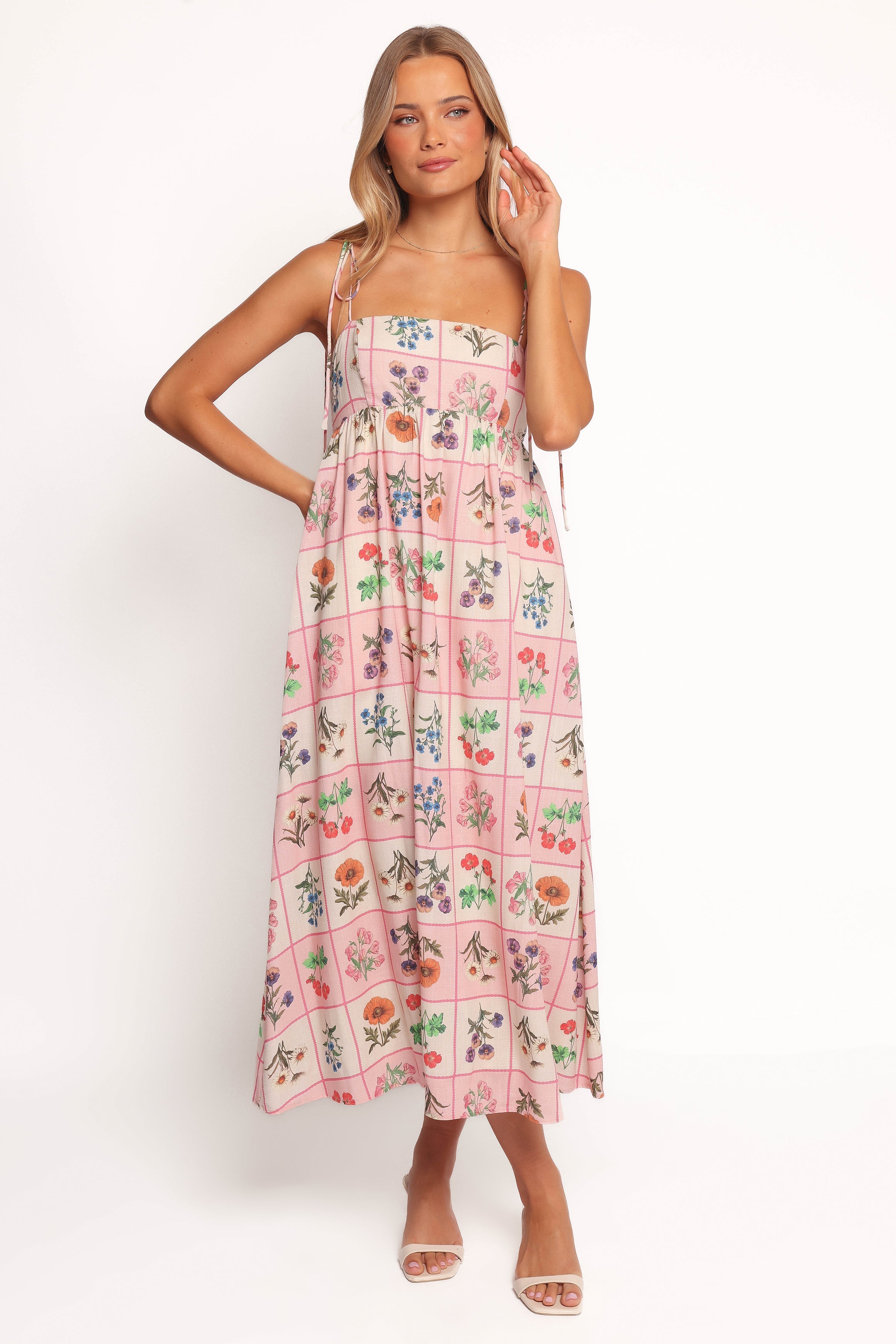 Simona Maxi Dress - Pink Floral Tile