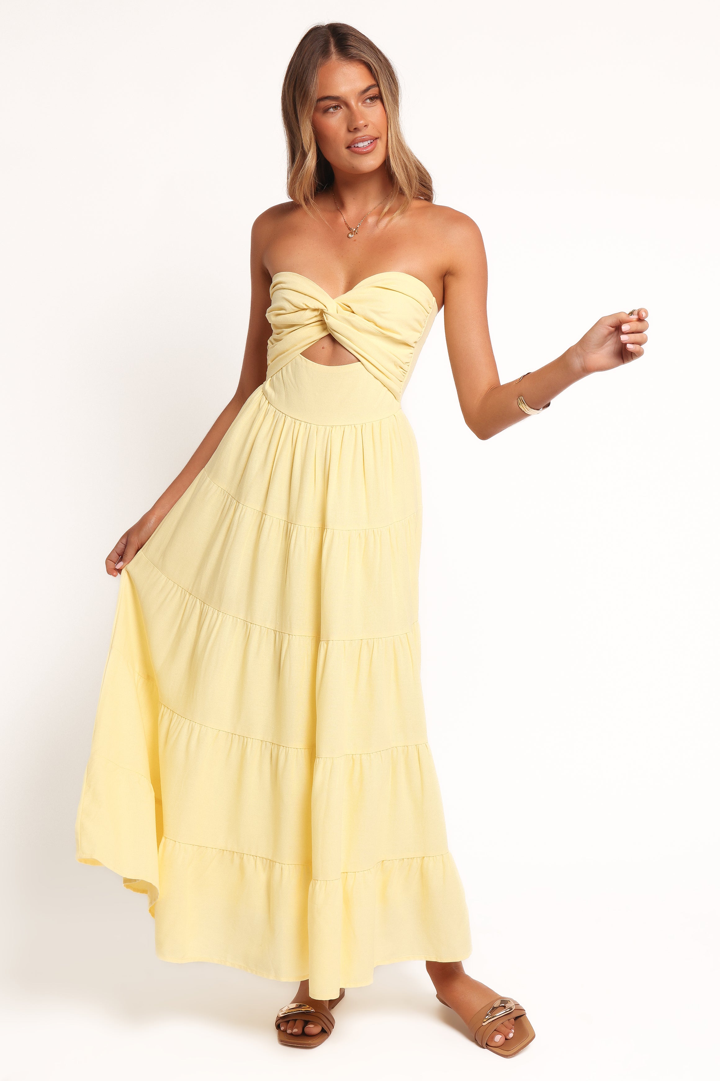 Sitara Strapless Midi Dress - Yellow
