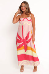 Sofia Maxi Dress - Pink Palm