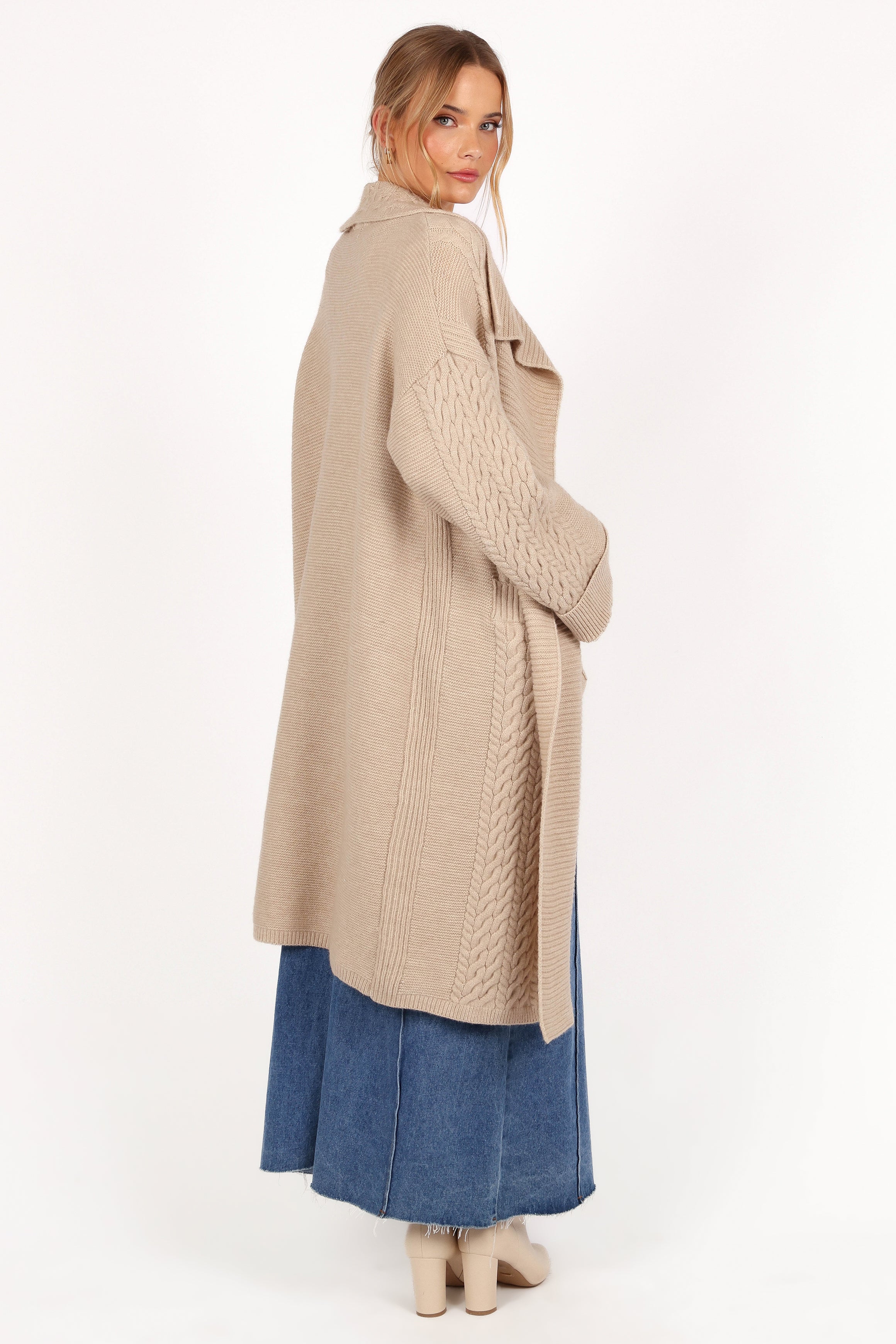 Soma Oversized Open Front Cardigan - Beige