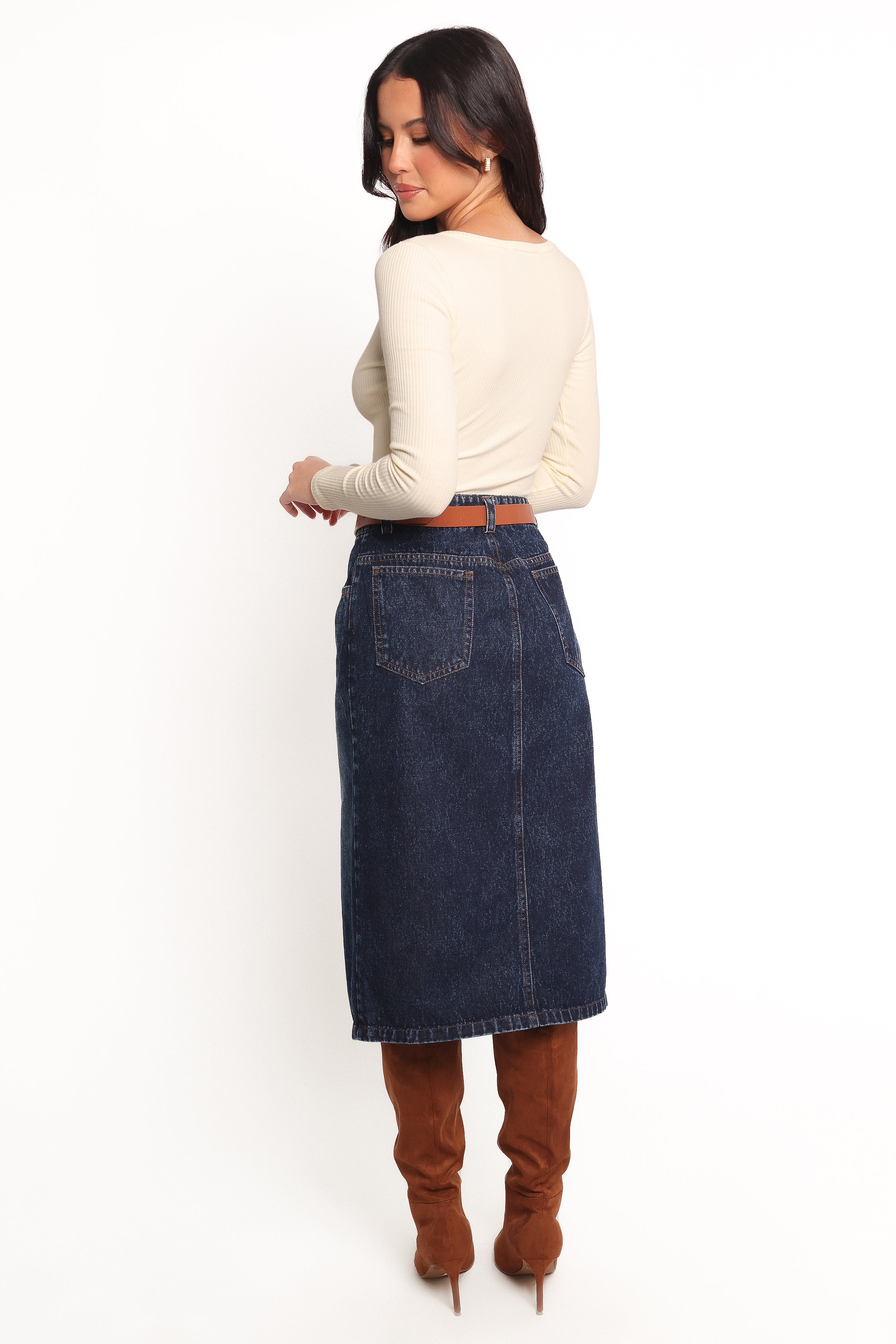 Starcie Denim Midi Skirt - Medium Denim