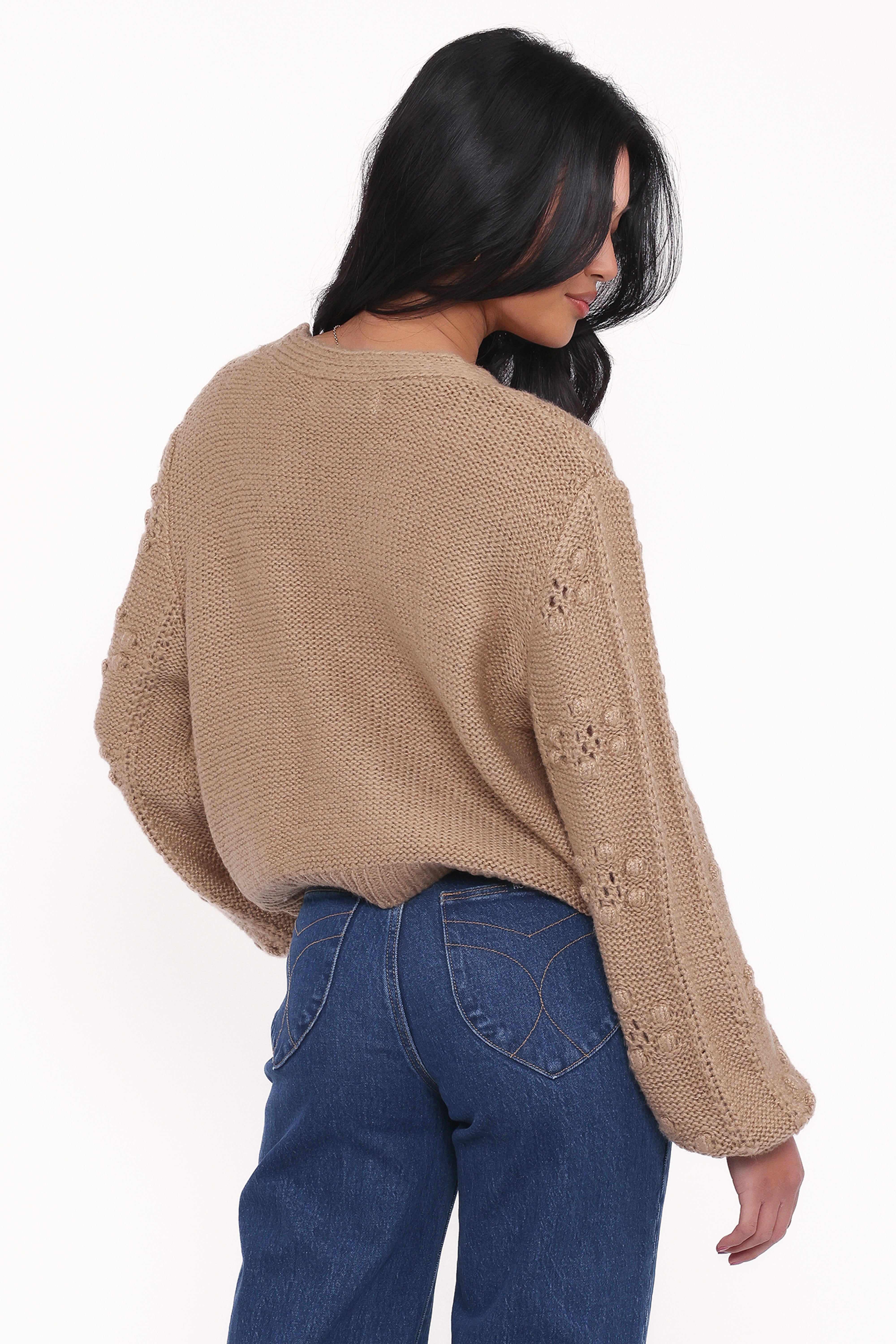 Melody Textured Button Up Cardigan - Mushroom