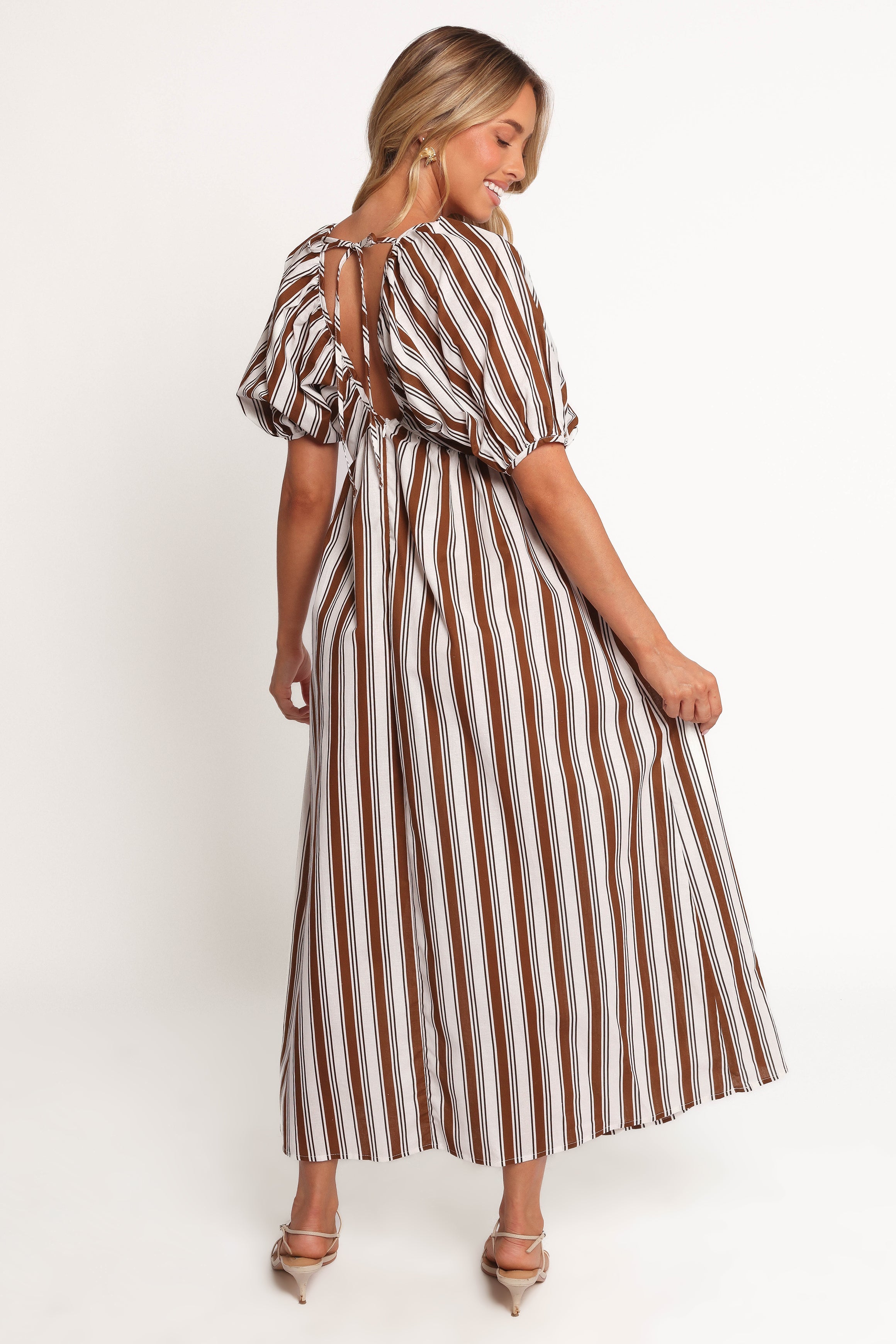 Sullivan Puff Sleeve Maxi Dress - Chocolate Stripe