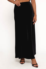 Suri Velvet Maxi Skirt - Black