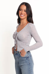 Tamsie Cardigan Top - Light Grey