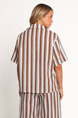 Thalia Short Sleeve Shirt - Chocolate Stripe