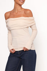 Thomsie Off Shoulder Knit Top - Ivory