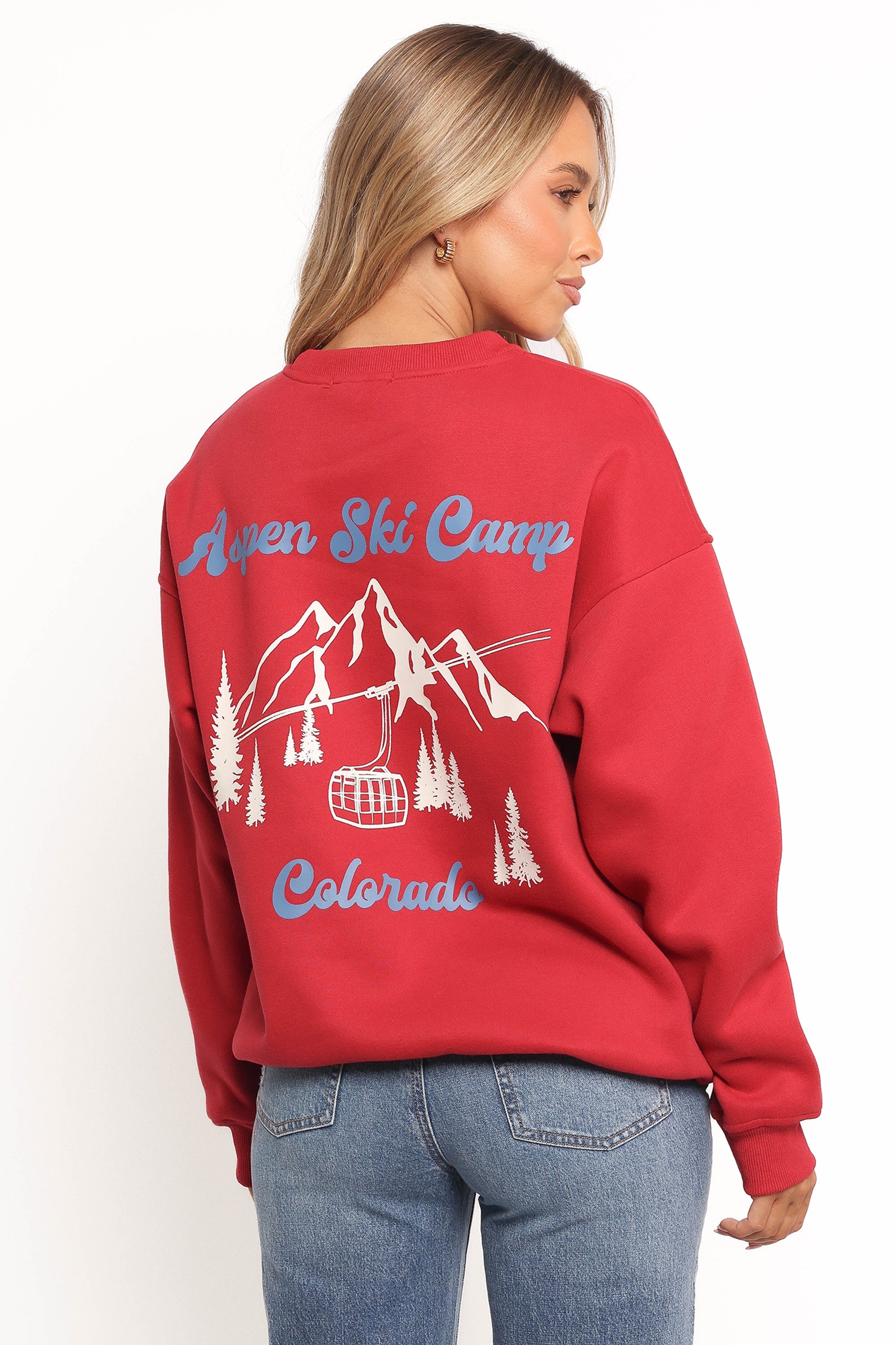 Torie Apres Ski Camp Sweatshirt - Cherry