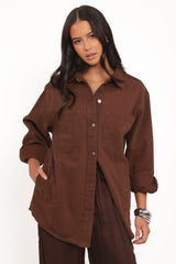 Toto Denim Shacket - Chocolate Brown
