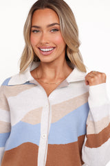 Tulula Abstract Print Cardigan - Cream