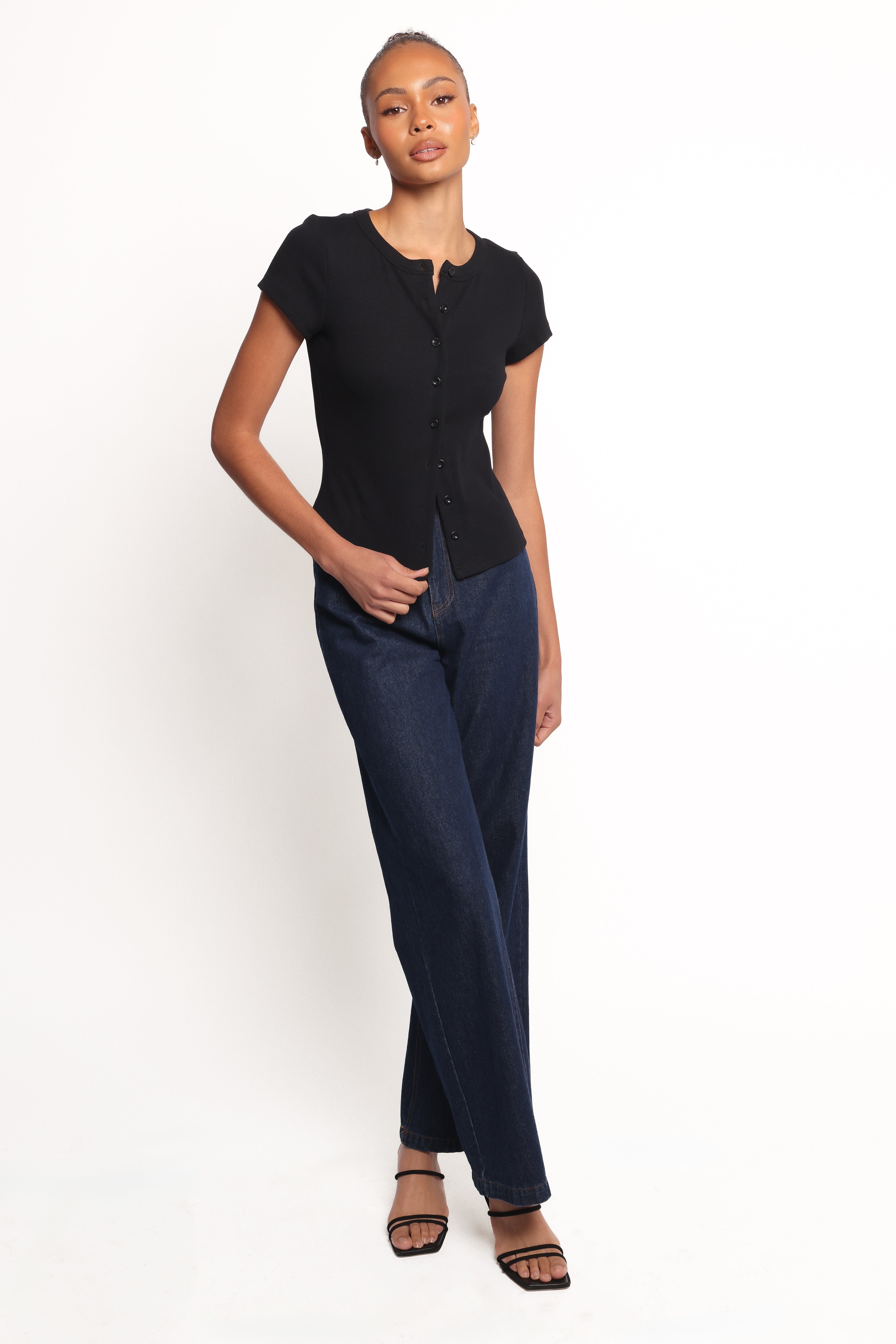 Tylarah Short Sleeve Cardigan Top - Black