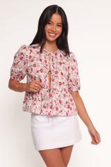 Tyra Top - Red Floral