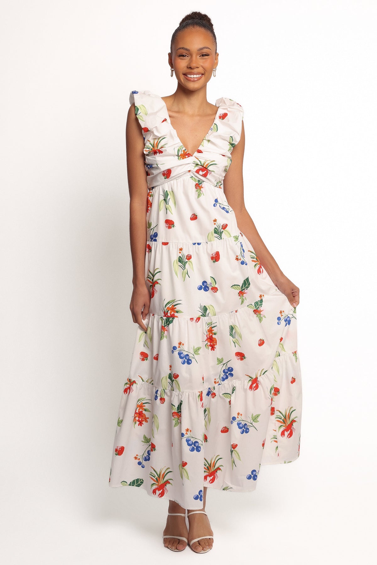 Valerie Maxi Dress - Off White/Red