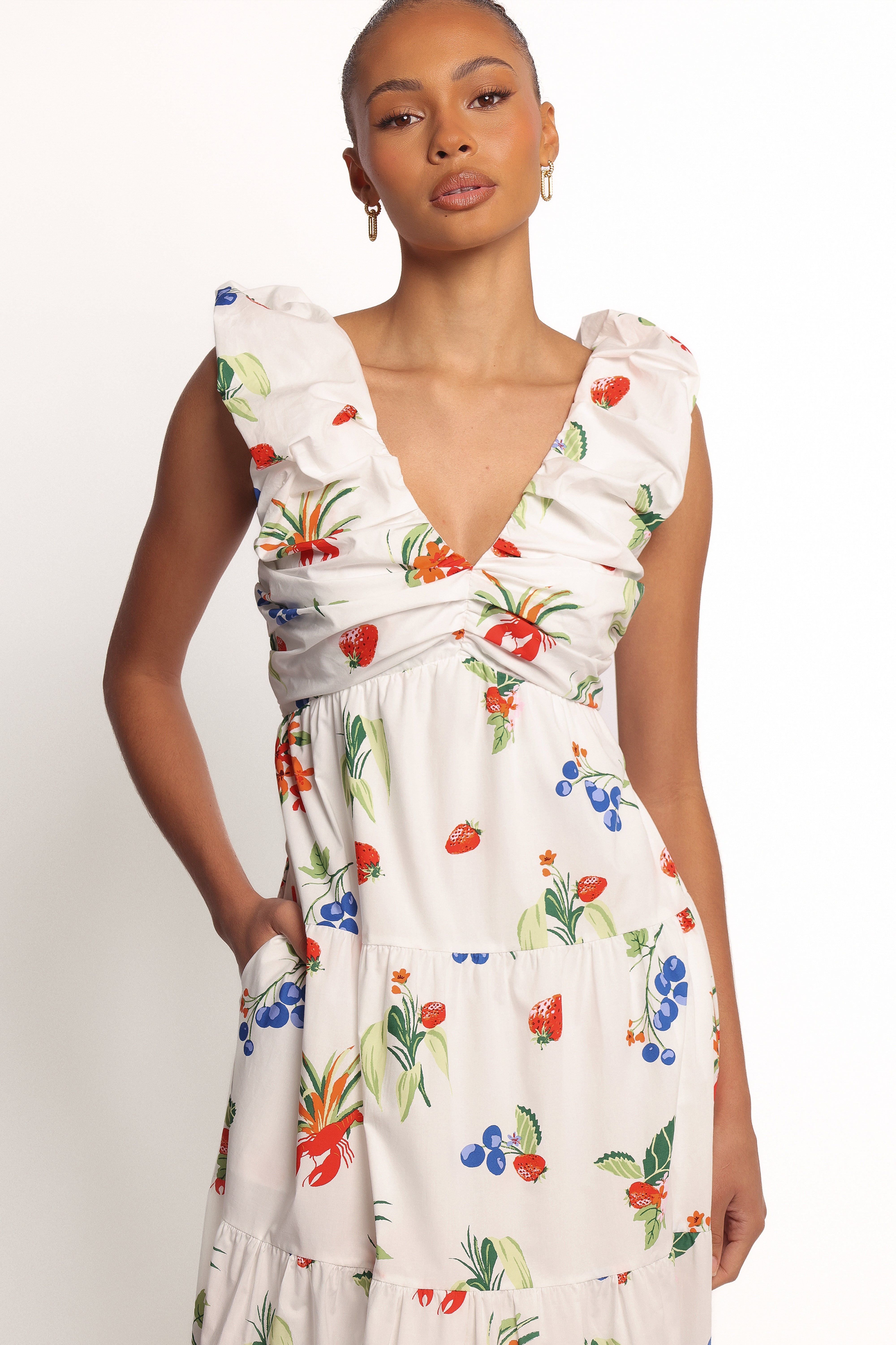 Valerie Maxi Dress - Off White/Red