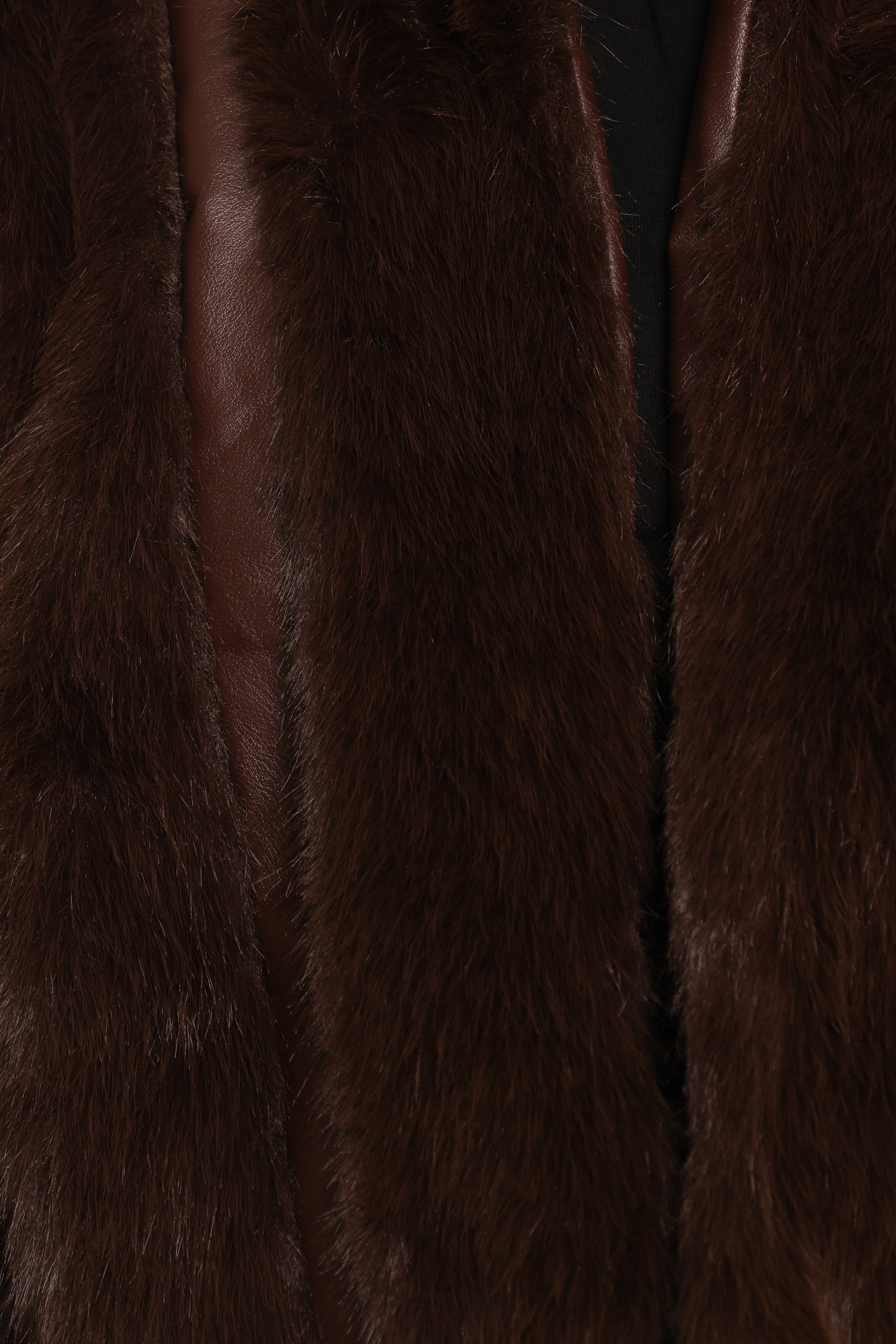Velma Channel Faux Fur Jacket - Chocolate