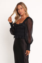 Vespera Smocked Top - Black