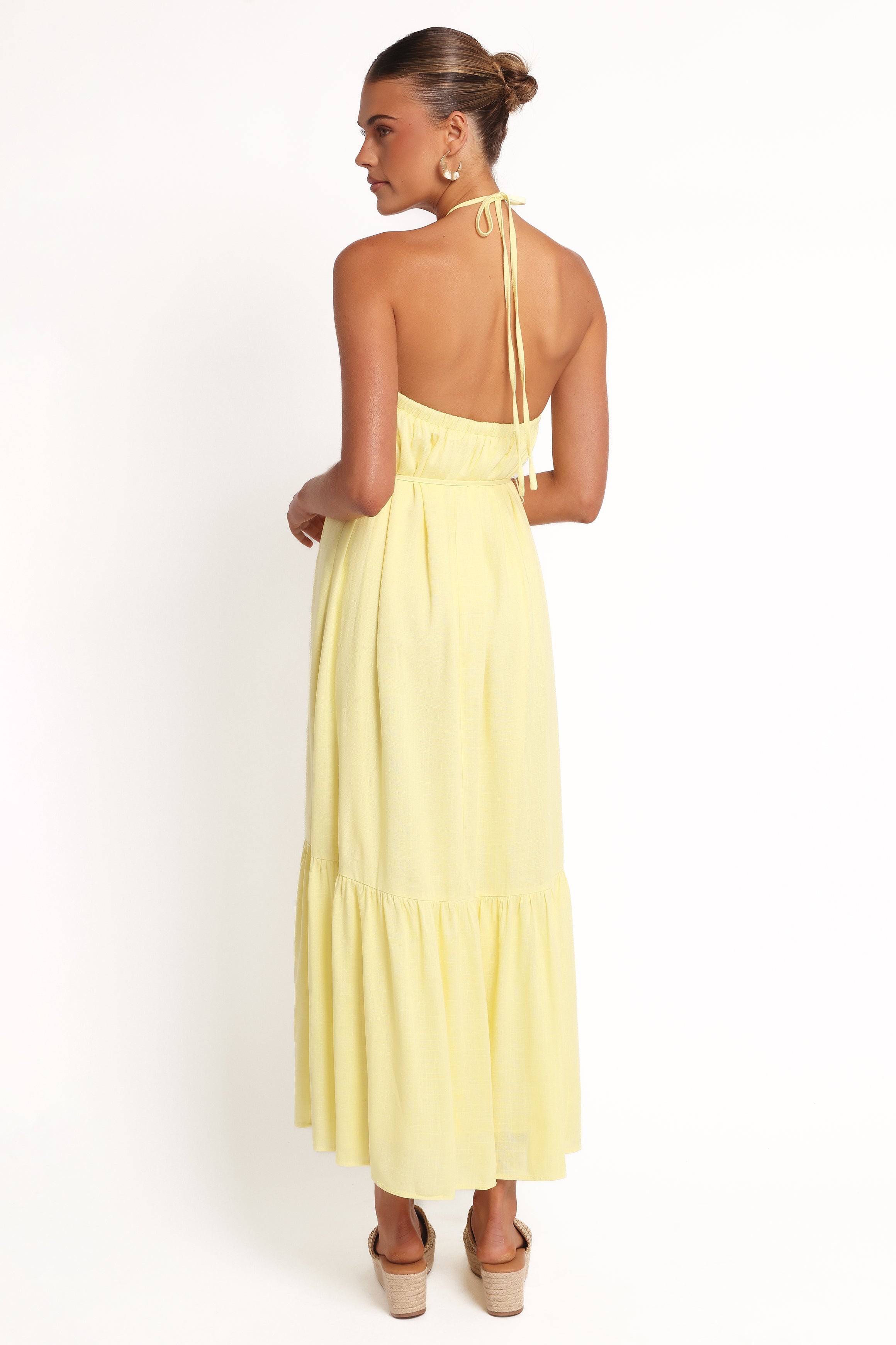 View Halterneck Maxi Dress - Lemon
