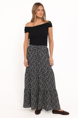 Vincent Tier Maxi Skirt - Black Floral