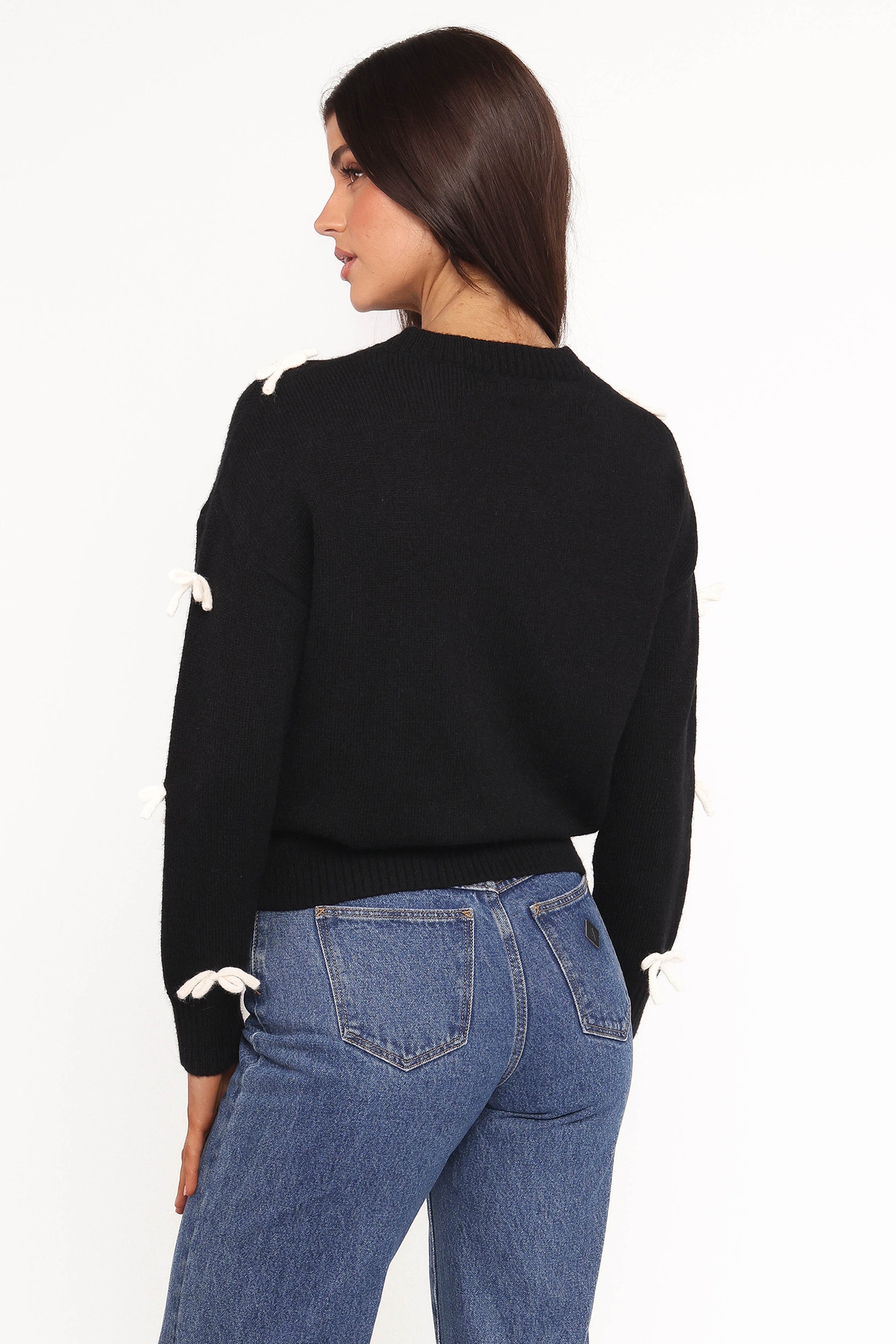 Voss Bow Knit Sweater - Black
