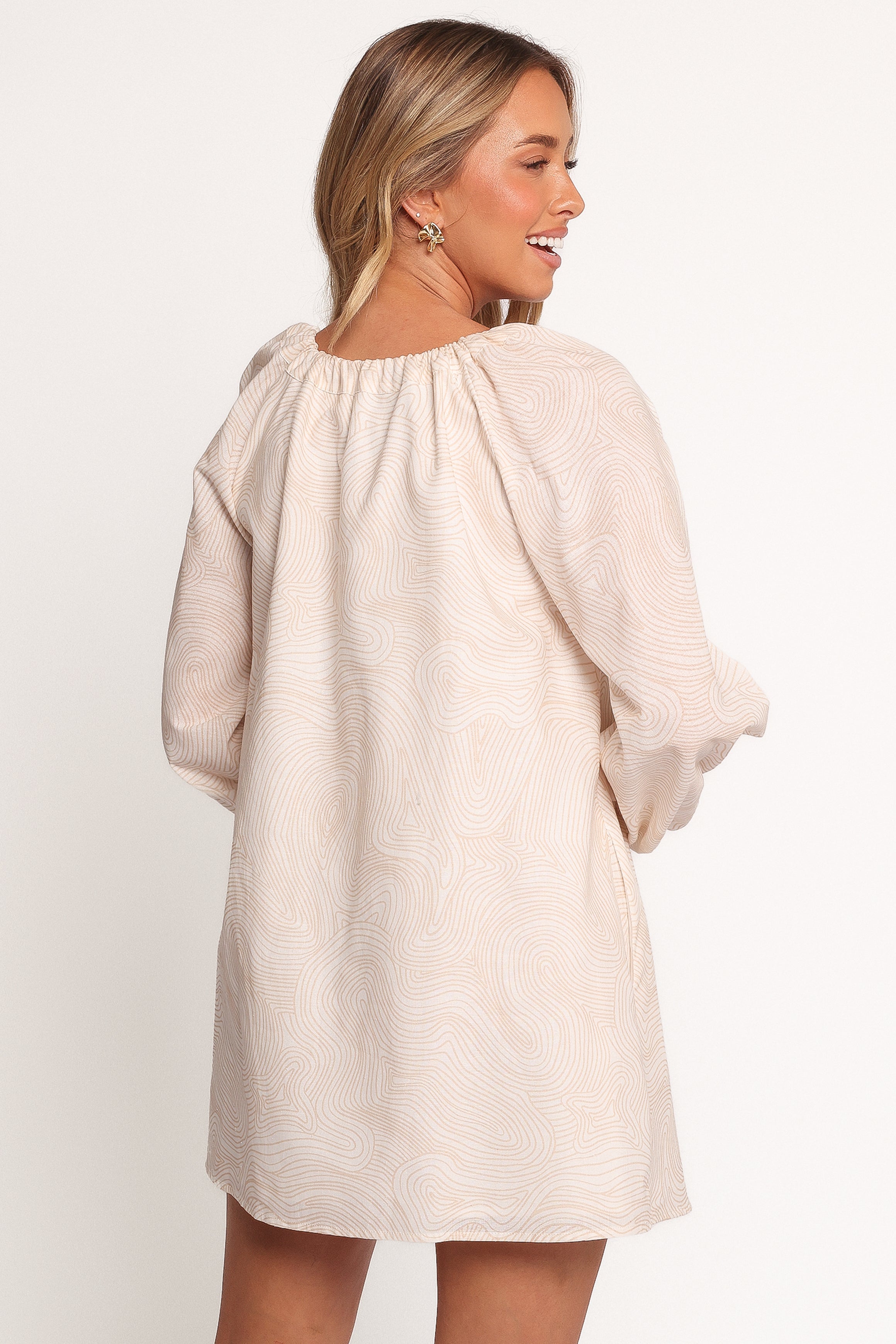 Walker Smock Mini Dress - Tan Swirl