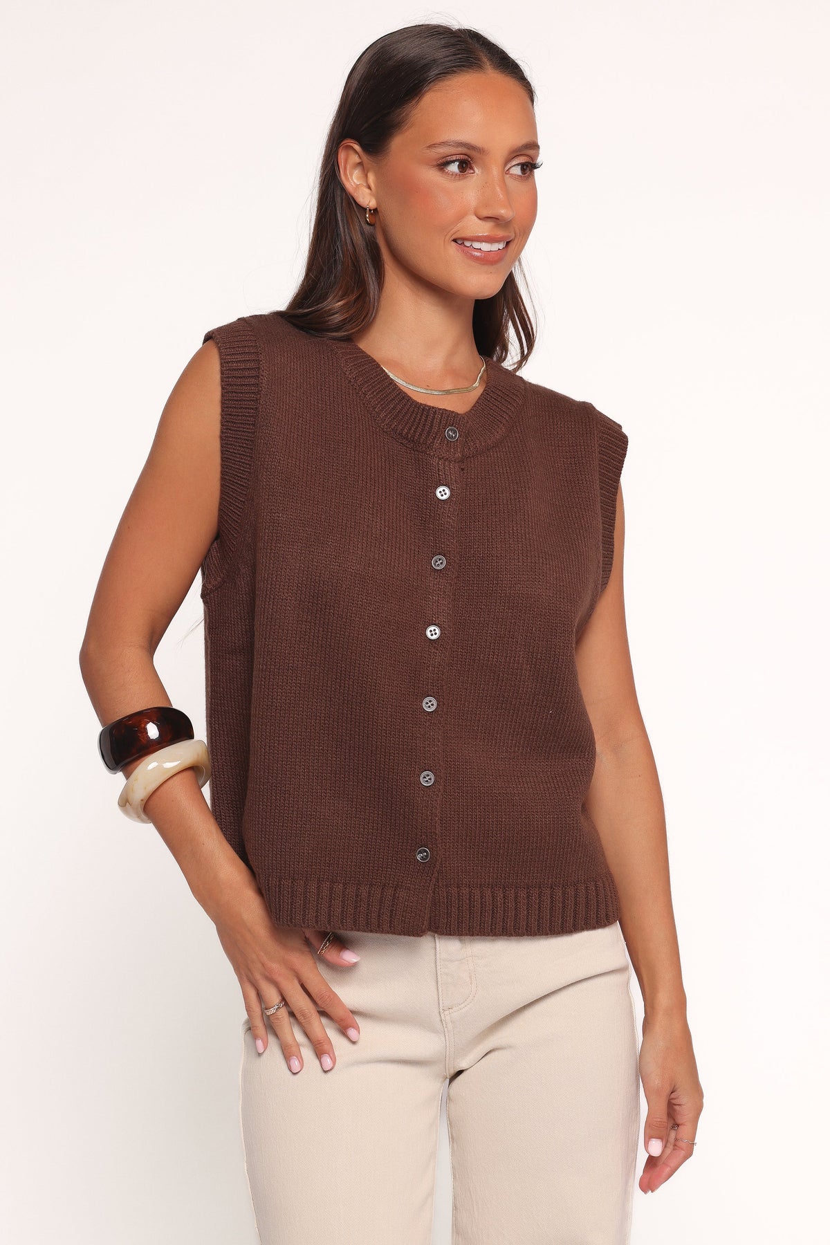 Weston Knit Vest - Dark Chocolate