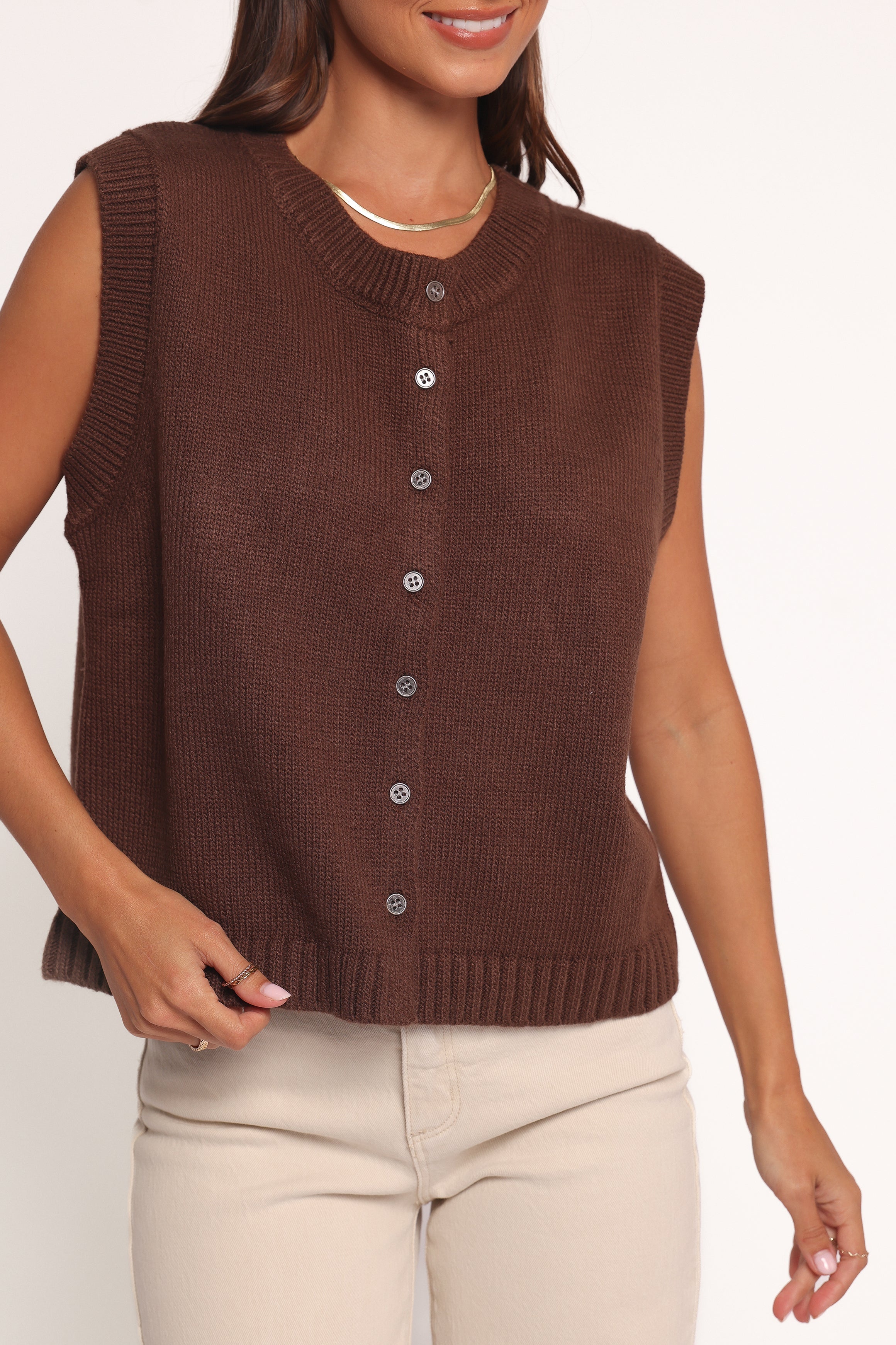 Weston Knit Vest - Dark Chocolate