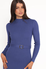Wilda Long Sleeve Mini Dress - Navy