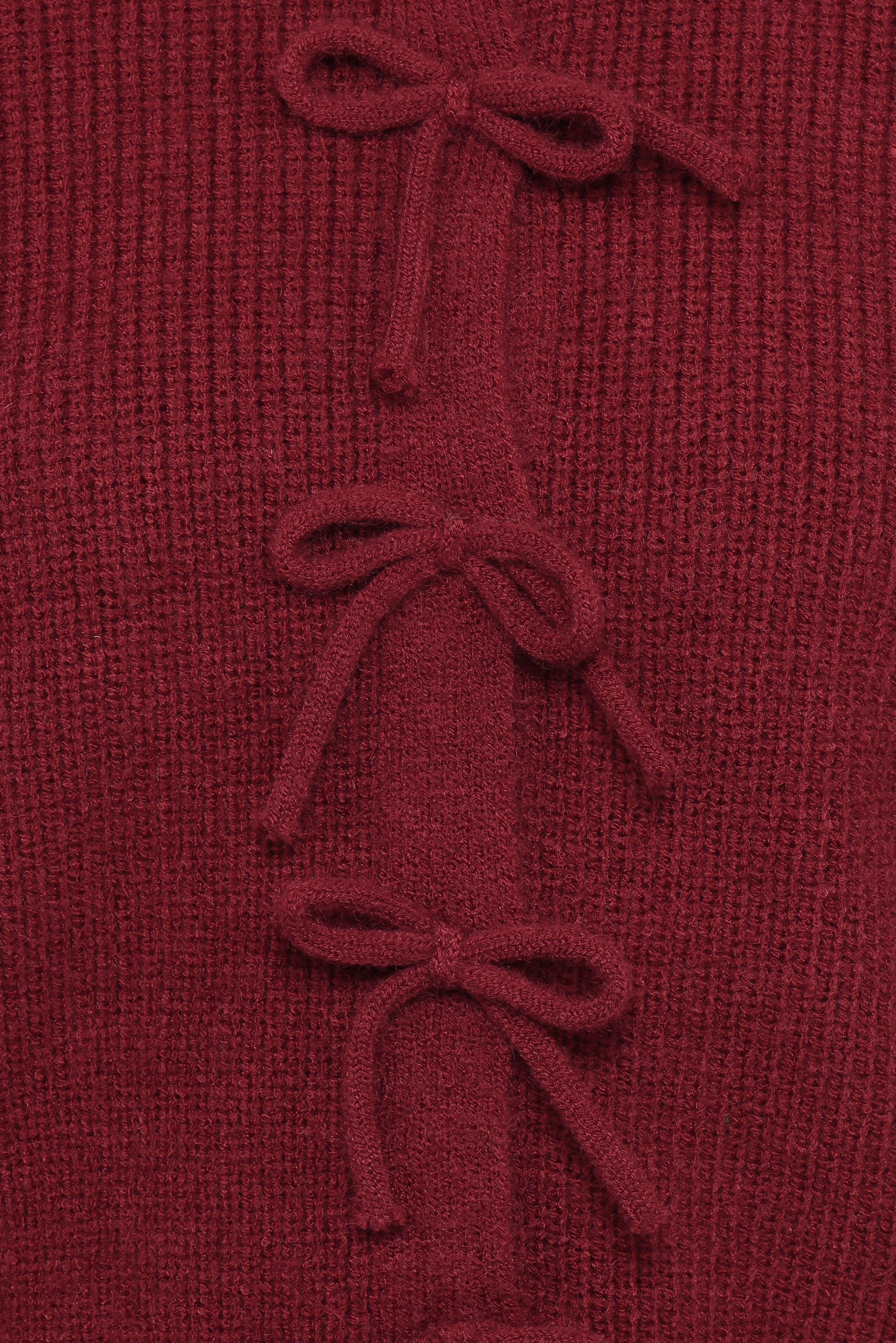 Wilde Bow Front Cardigan - Burgundy