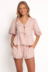Zarie Scalloped Short Set - Light Pink