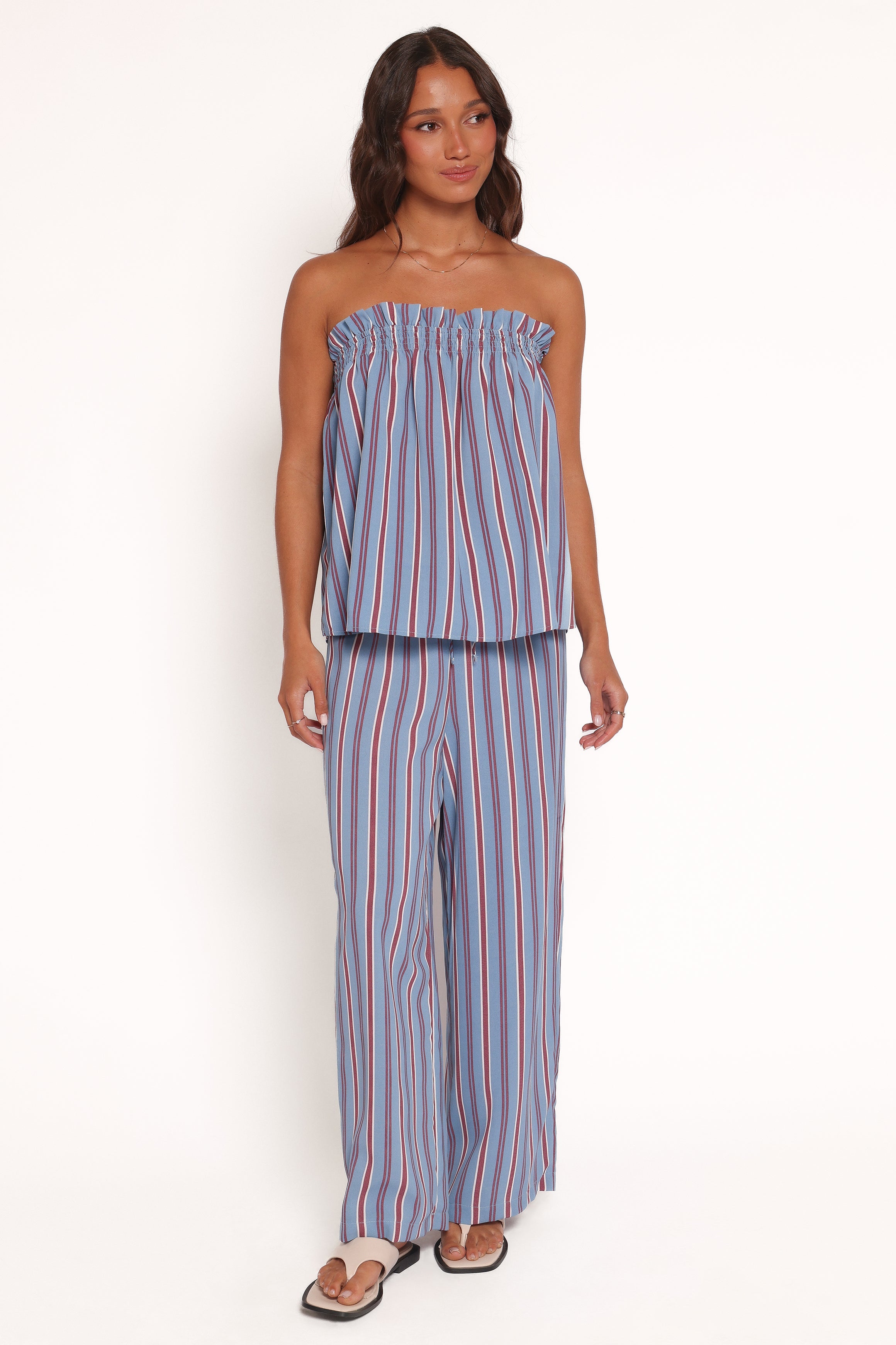 Zemira Strapless Top - Blue Stripe