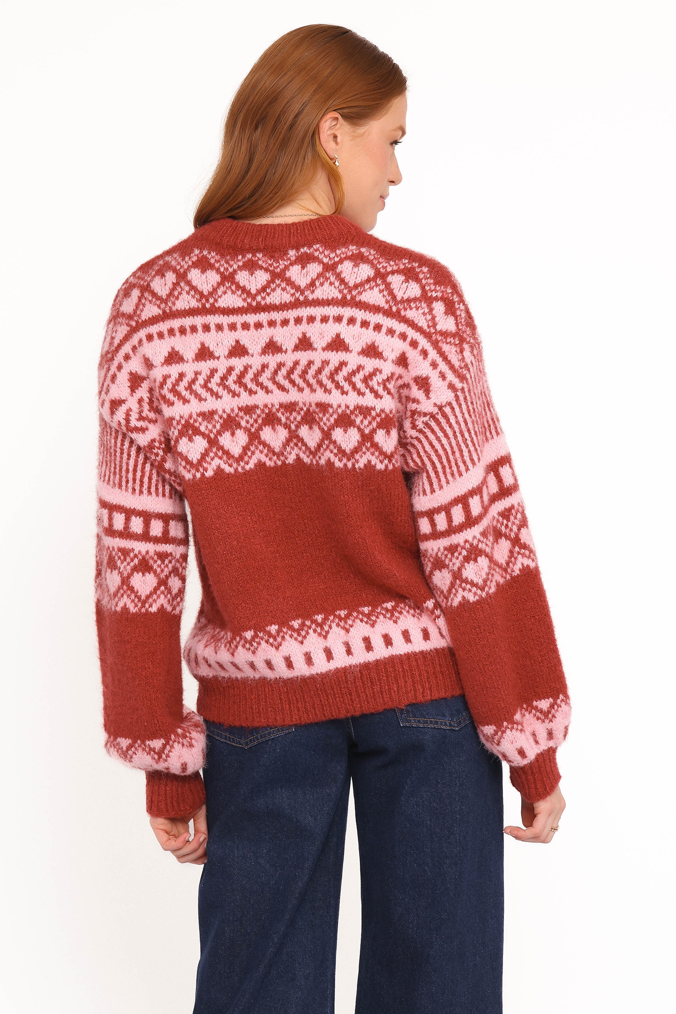 Zinnia Fairisle Knit Sweater - Red
