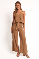Zuva Tie Waist Pant - Golden Palm