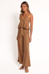 Zuva Tie Waist Pant - Golden Palm