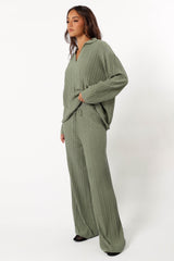 BOTTOMS @Sonole Cable Knit Pant - Khaki