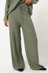 BOTTOMS @Sonole Cable Knit Pant - Khaki