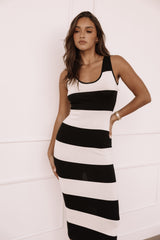 DRESSES @Bridget Midi Dress - Cream/Black Stripe (Hold for Winter Essentials)