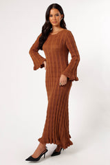 DRESSES @Colter Long Sleeve Maxi Dress - Bronze