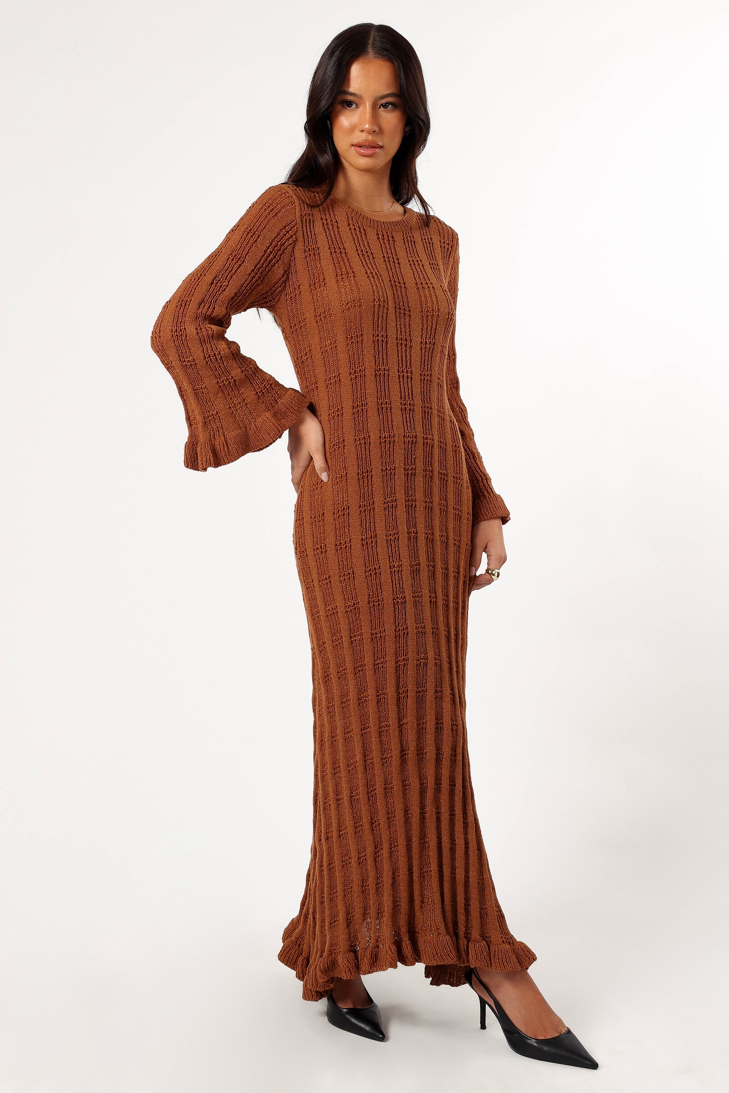 DRESSES @Colter Long Sleeve Maxi Dress - Bronze