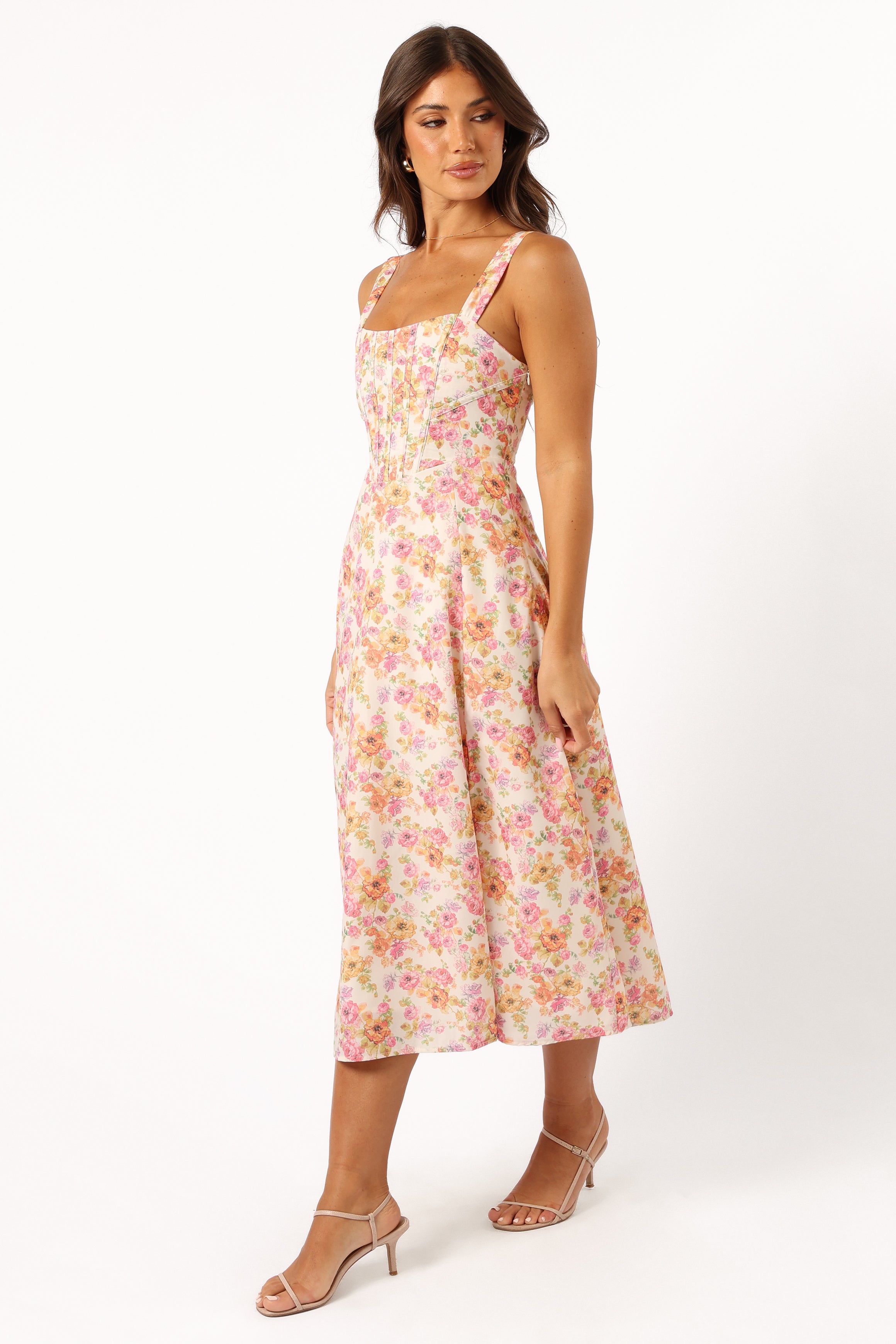 DRESSES @Cosima Midi Dress - Pink Floral