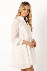 DRESSES @Delia Longsleeve Mini Dress - White