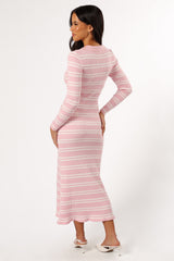DRESSES @Eliana Long Sleeve Midi Dress - Pink