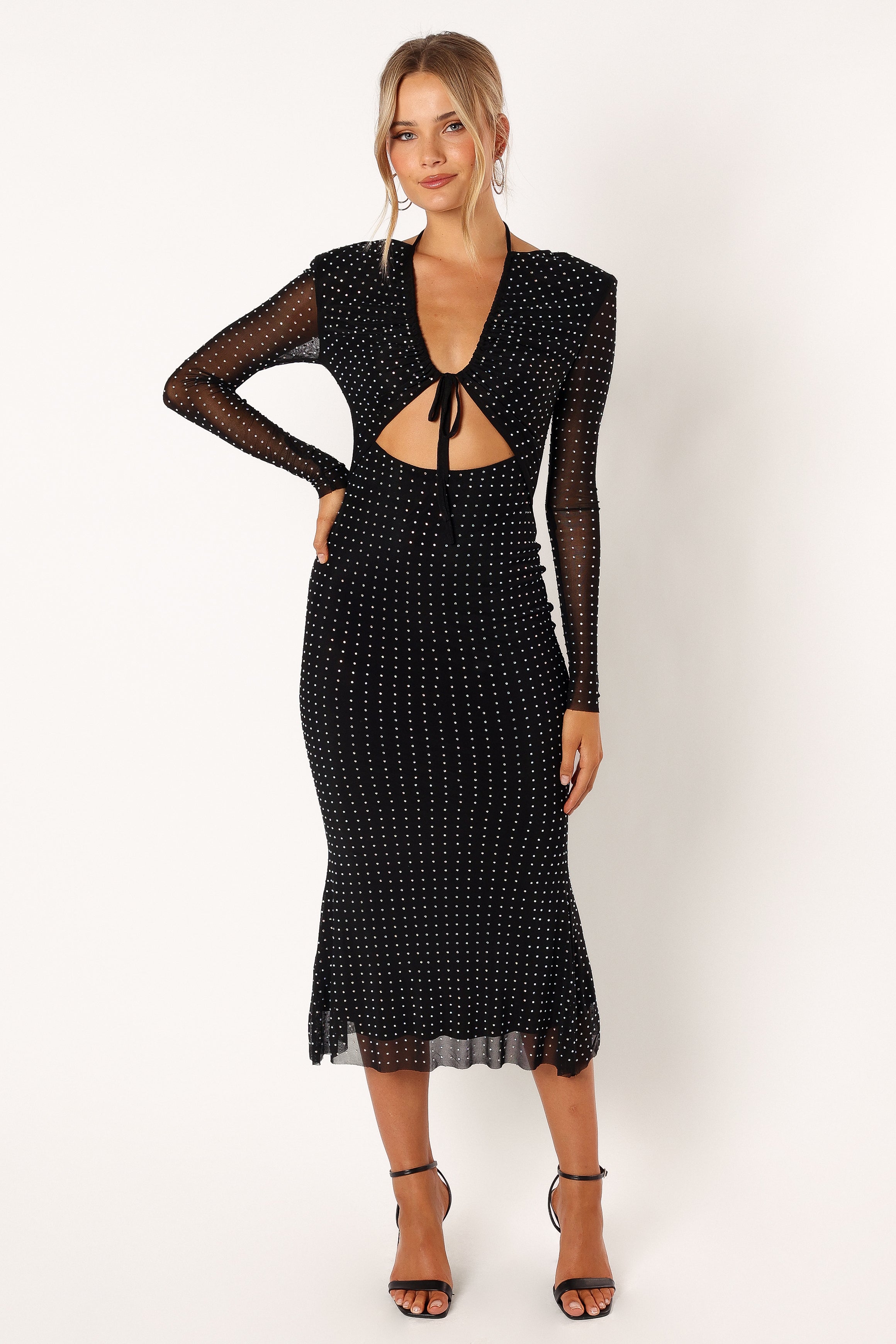 DRESSES @Salvatore Longsleeve Midi Dress - Black