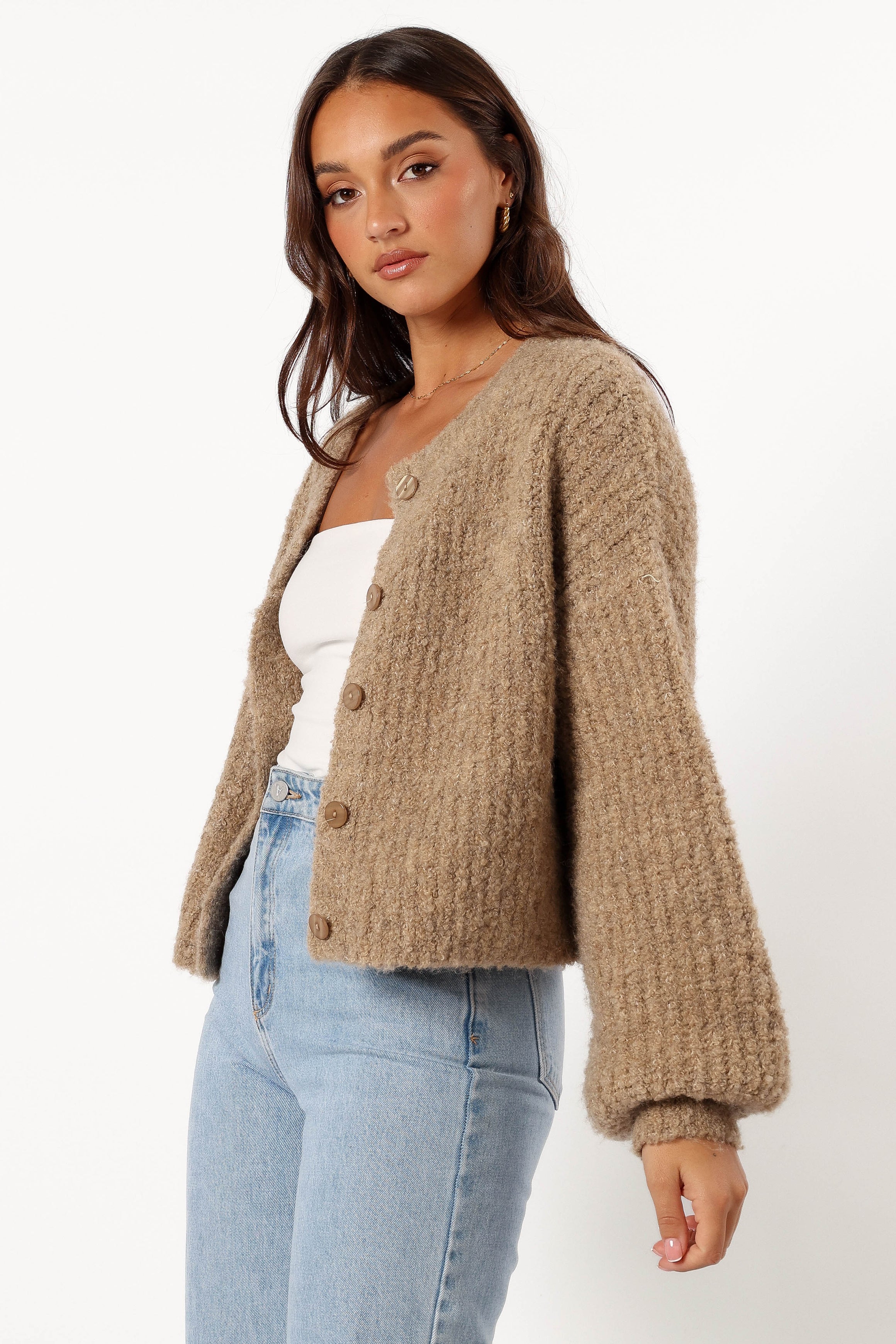 KNITWEAR @Albertine Cardigan - Latte (Hold for Cool Beginnings)