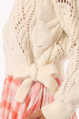 KNITWEAR @Birdie Tie Side Knit Sweater - Cream