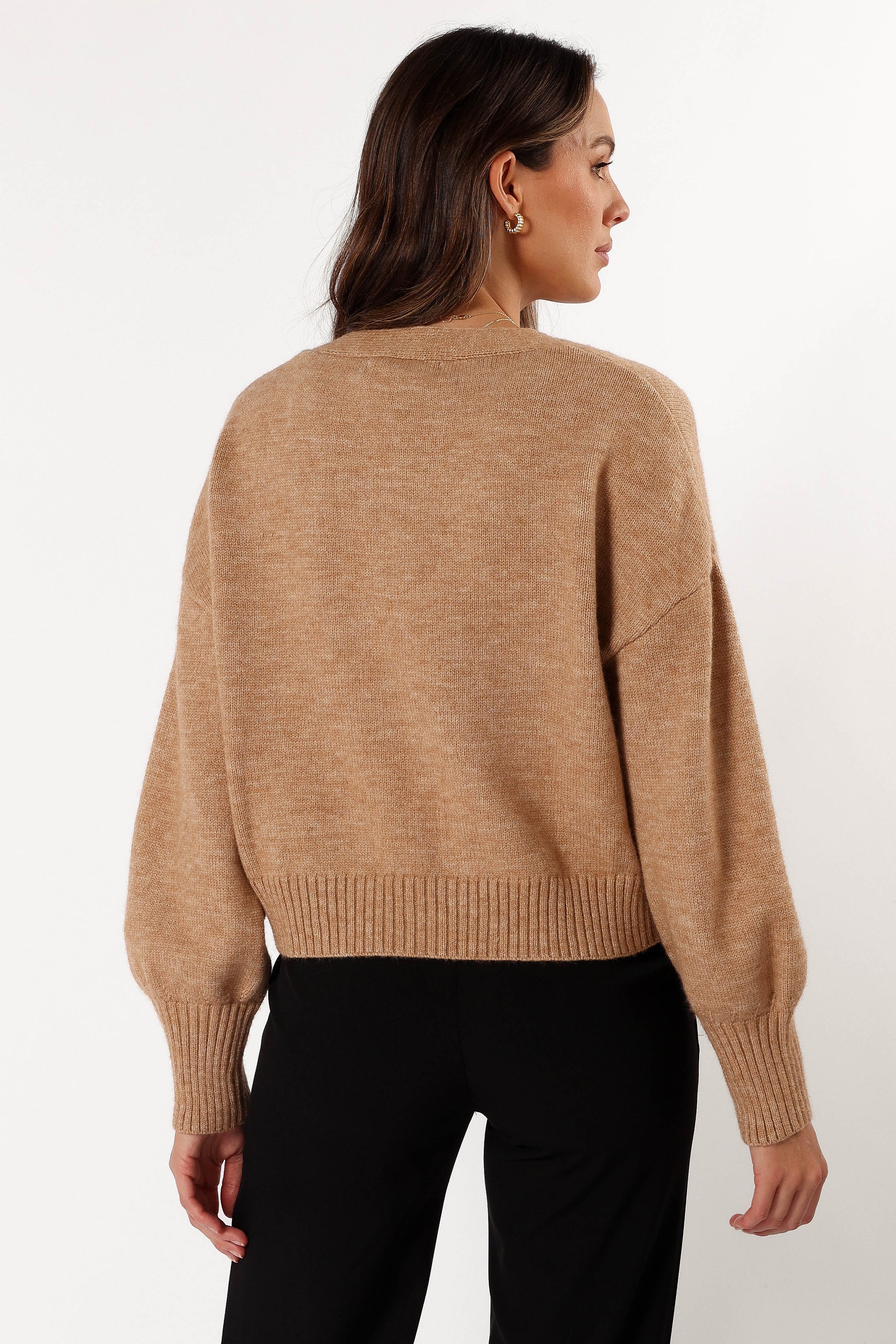 KNITWEAR @Isabel Button Front Cardigan - Beige (Hold for Cool Beginnings)