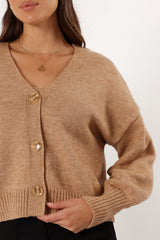 KNITWEAR @Isabel Button Front Cardigan - Beige (Hold for Cool Beginnings)