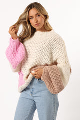 KNITWEAR @Koda Pattern Knit Sweater - Pink Multi